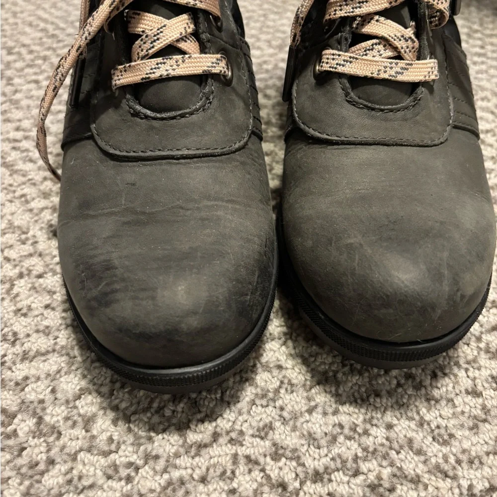 Sorel Lexie Quilted Leather Wedge Boots Dark Slate Ardoise Sombre Size 7.5 - Picture 6 of 10